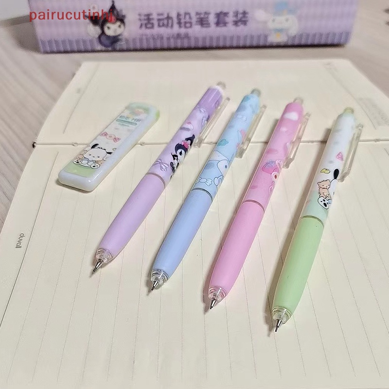 1 Set Bút Chì Bấm Họa Tiết Hoạt Hình Sanrio Dễ Thương Kèm Ngòi HB Tiện Dụng Cho Học Sinh