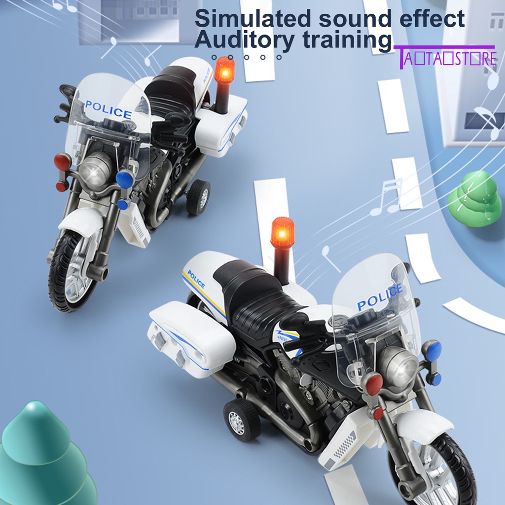 Đồ Chơi Xe Cảnh Sát Xe Máy Không Cần Khoan Tay Có Đèn LED Nhấp Nháy Cho Trẻ Em