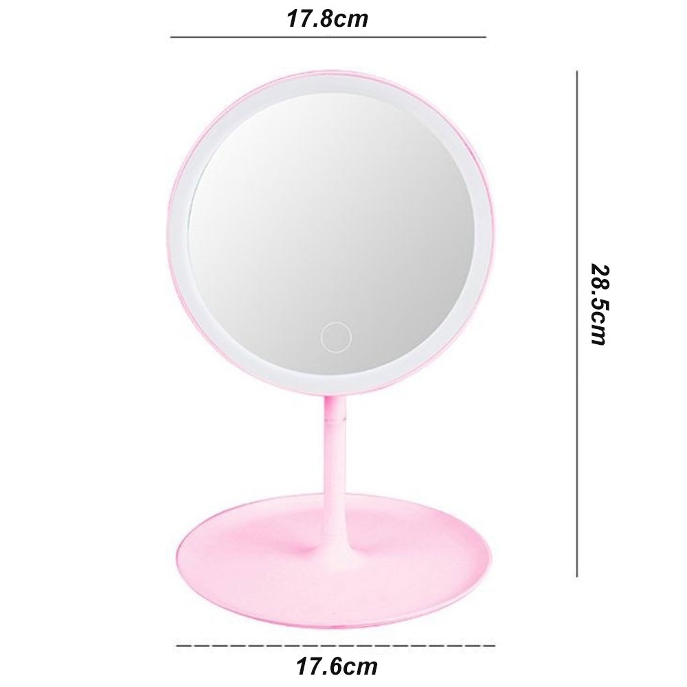 Gương Trang Điểm Gương Soi Để Bàn Có Đèn Led Cảm Ứng 3 Chế Độ Sáng Kèm Sạc Tích Điện, Độ Nét Cao, Có Để Đựng Phụ Kiện