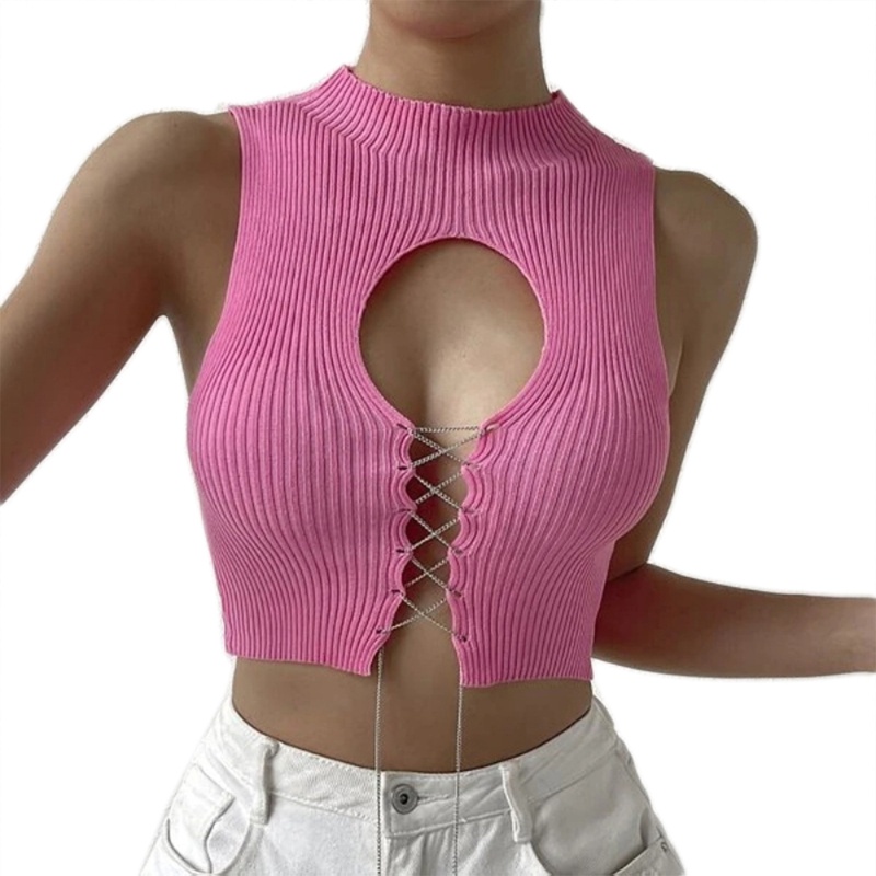 Brroa Áo Hai Dây Dệt Kim Ôm Dáng Màu Trơn Khoét Rỗng Gợi Cảm Cho Nữ Đi Tiệc