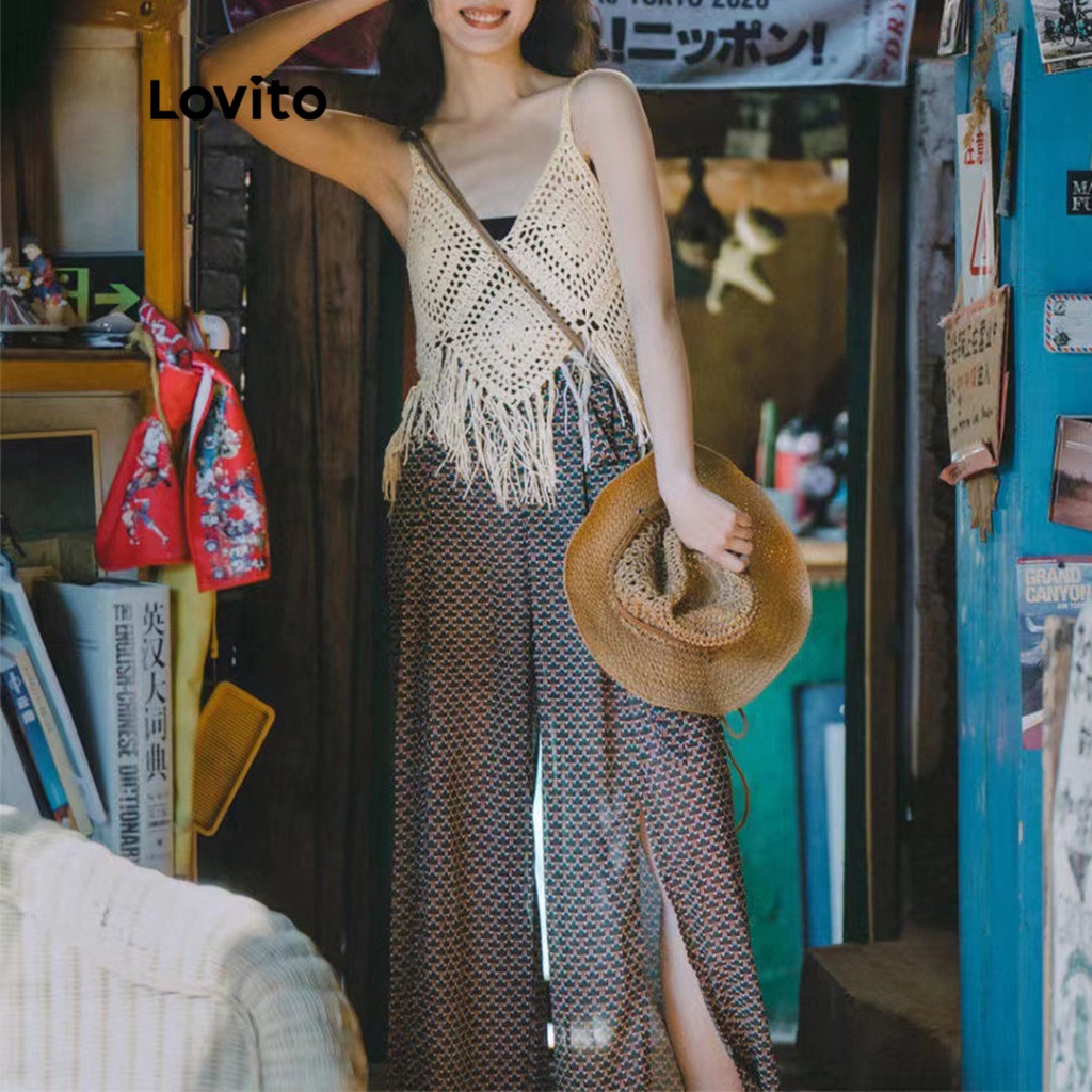 Áo khoác Lovito vải kết cấu tốt họa tiết hình học xếp nếp màu trơn mặc thường ngày cho nữ L50AD019 (màu mơ/trắng ngà)