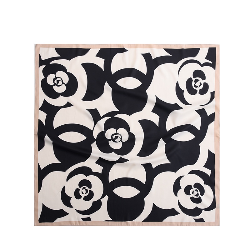 Khăn Choàng Cổ Hình Vuông 90 * 90CM In Họa Tiết Hoa Trà Thanh Lịch Thời Trang Xuân Hè 2023