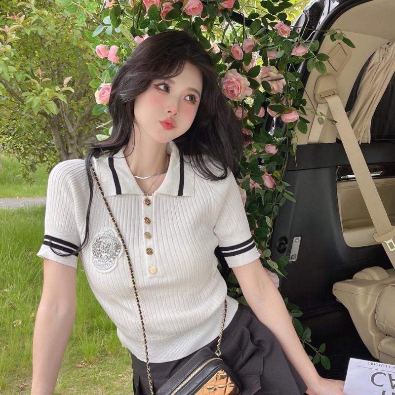 COZOK Áo polo Dệt Kim Tay Ngắn Dễ Phối Đồ Hợp Thời Trang