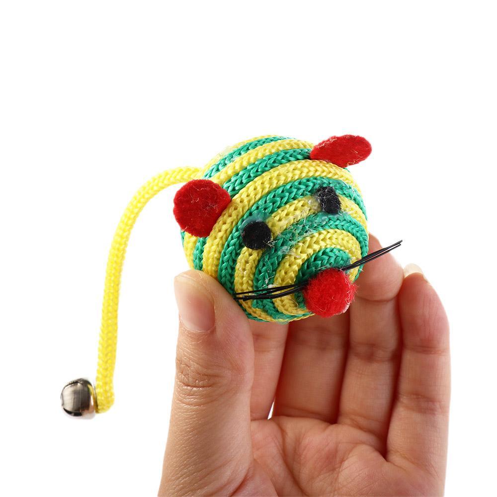 Đồ Chơi Chuột Giả Bằng Dây Nylon Màu Sắc Tương Tác Với Mèo Cưng AARON1