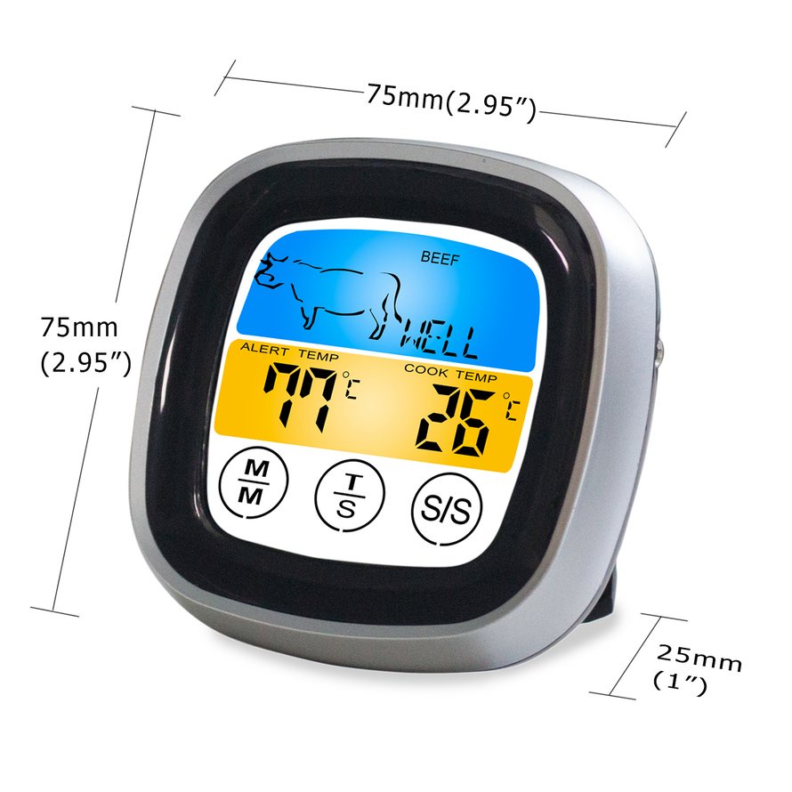 BBQ Thermometer With touch LED Display Kitchen Tool For Oven Meat Thermometer