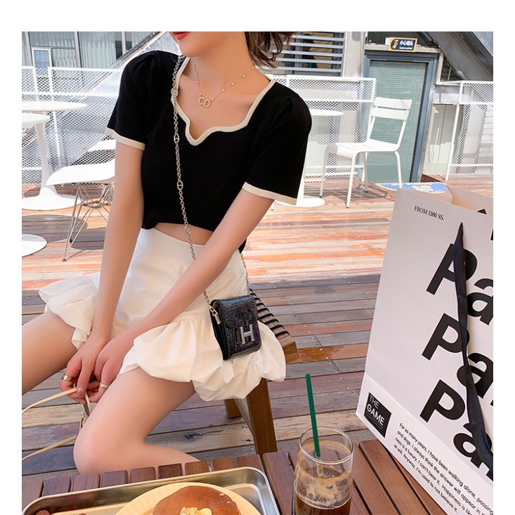 Áo Thun Tay Ngắn Cổ Vuông Thời Trang Cho Nữ