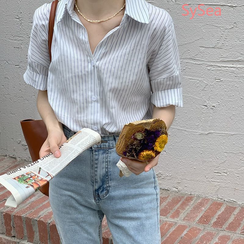 Áo Thun Tay Ngắn Kẻ Sọc Thời Trang Mùa Hè Cho Nữ
