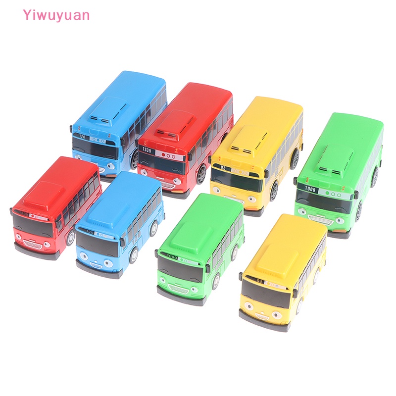 < Yiwuyuan > Bộ 4 Đồ Chơi Xe Buýt Hoạt Hình Kéo Phía Sau Giáo Dục Cho Bé Mới