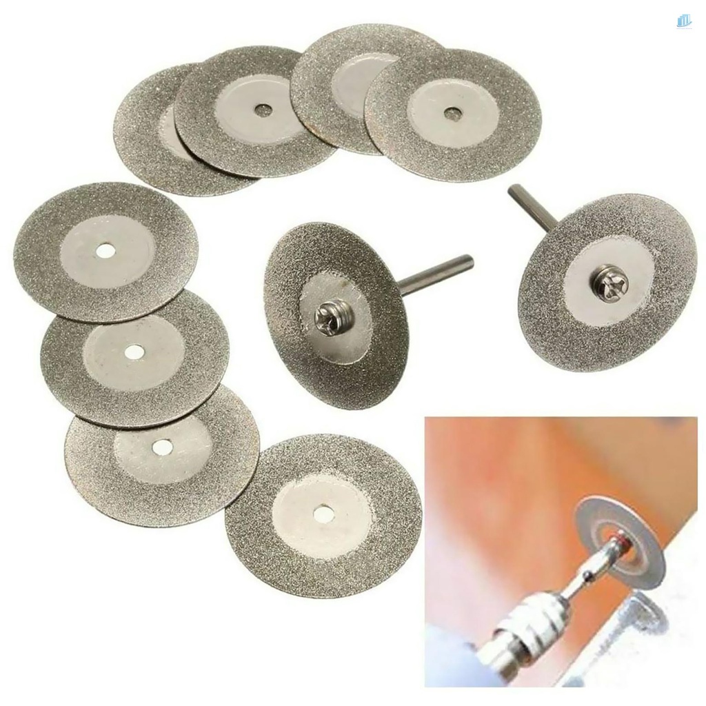 Bộ 10 Đĩa Cắt Kim Cương 20mm / 0.79in (s2mwvn) Kèm 2 Trục Nối
