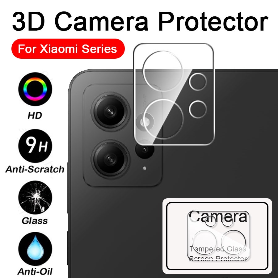 Ốp Điện Thoại Kính Cường Lực Bảo Vệ Camera 3D Cho Xiaomi Mi 13 12 11 Lite 11T 12T Redmi Note 13 12 11 10 Pro 11S 10S Poco F5 F3 X6 X4 X5 F4