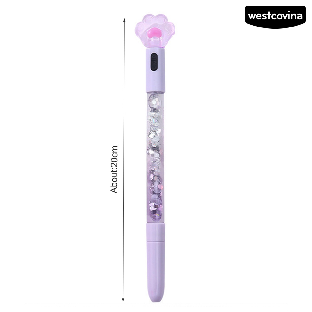 [COD]♪Bút Bi Trong Suốt Dạ Quang Hình Dấu Chân Mèo Xinh Xắn