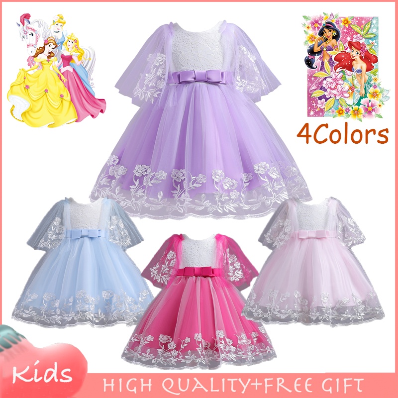 Đầm TUTU Phối Ren Hoa 4 Màu Hồng / Xanh Dương / Tím Dành Cho Bé Gái Mặc Hóa Trang Tiệc Halloween