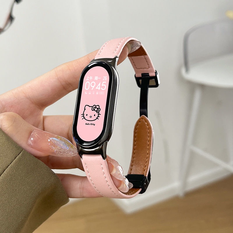 Dây Đeo Bằng Da Thật Có Nam Châm Tháo Gỡ Nhanh Phù Hợp Cho Xiaomi 8 / 7 / 8