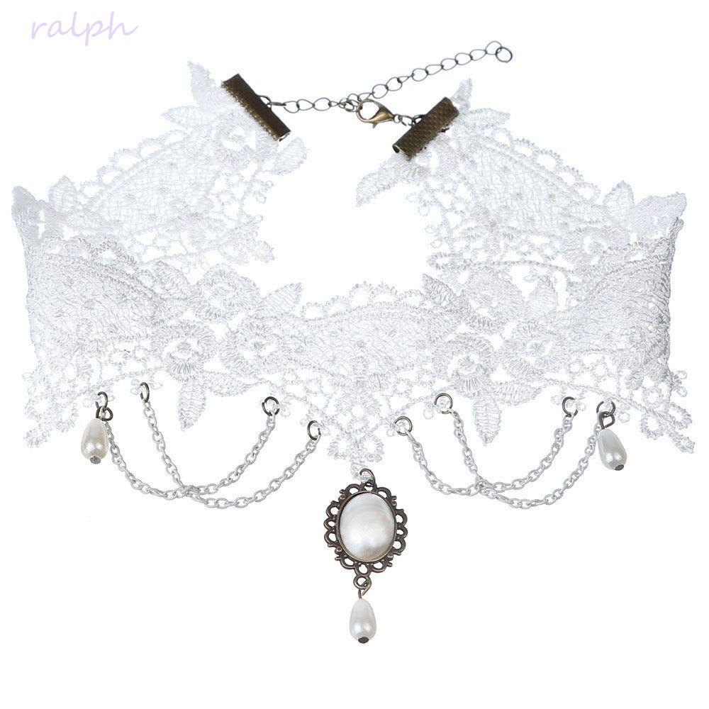 Vòng Cổ Choker Phối Ren Trắng Phong Cách Cổ Điển Cho Cô Dâu