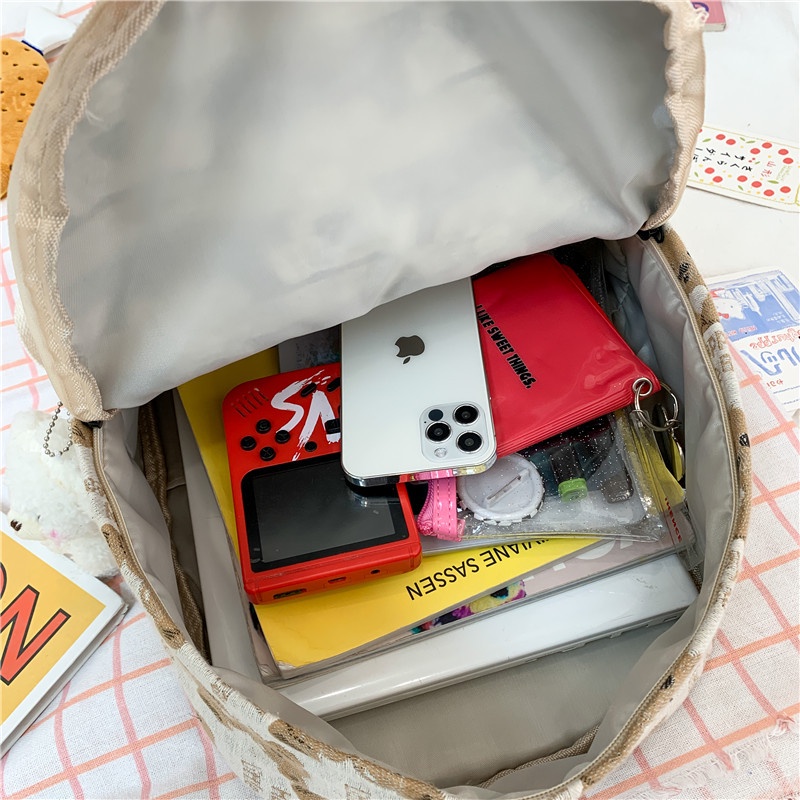 MISCHA Ba Lô Vải canvas In Họa Tiết Hoạt Hình Dễ Thương Không Kèm Móc Treo Dành Cho Nữ Sinh