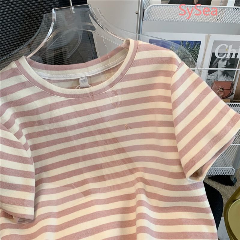 Áo Dệt Kim Kẻ Sọc Dáng Rộng Thời Trang Mùa Hè Hàn Quốc Cho Nữ