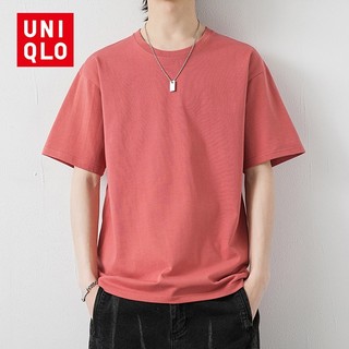 Áo thun ngắn tay Uniqlo Cotton phong cách nam Áo thun dáng rộng vai nhỏ chải Cotton Plus Size 12 màu Áo thun ngắn tay chất lượng cao UT