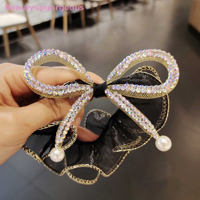 Dây Cột Tóc Co Giãn Hình Nơ Đính Đá Pha Lê Thanh Lịch Cho Nữ