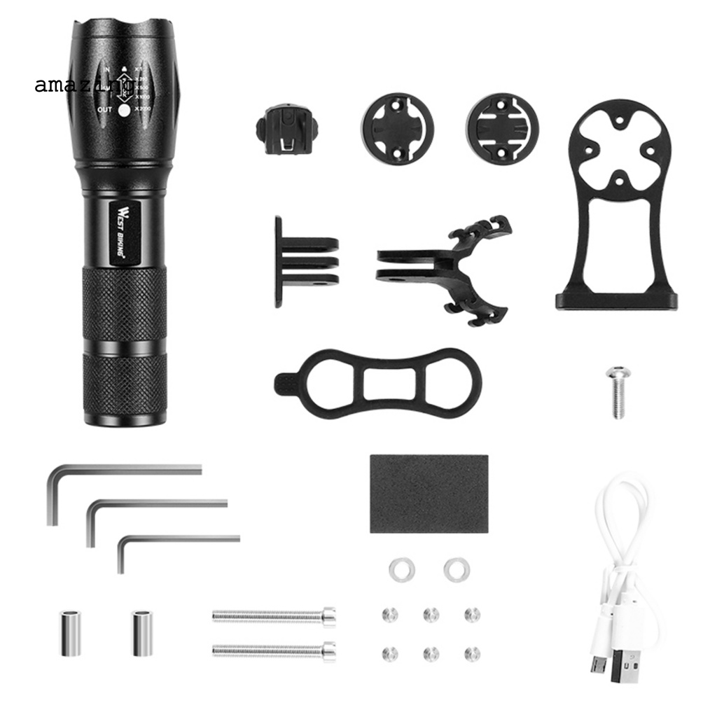 1 Bộ Đèn Pin Có Giá Đỡ Phía Trước Cho Xe Đạp