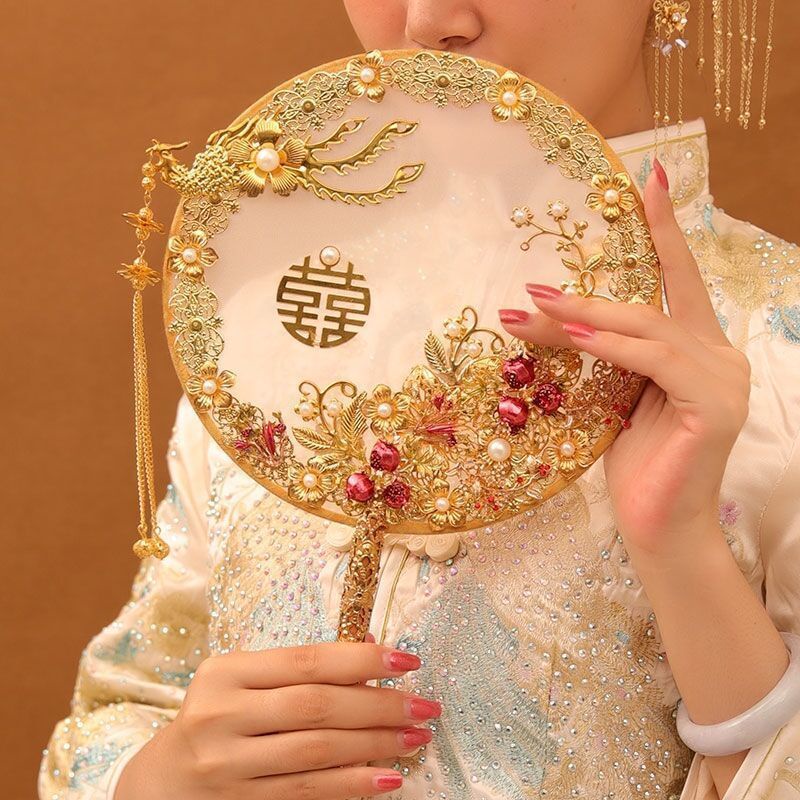 Quạt Cầm Tay Che Mặt Phong Cách Trung Hoa Cho Cô Dâu Đám Cưới