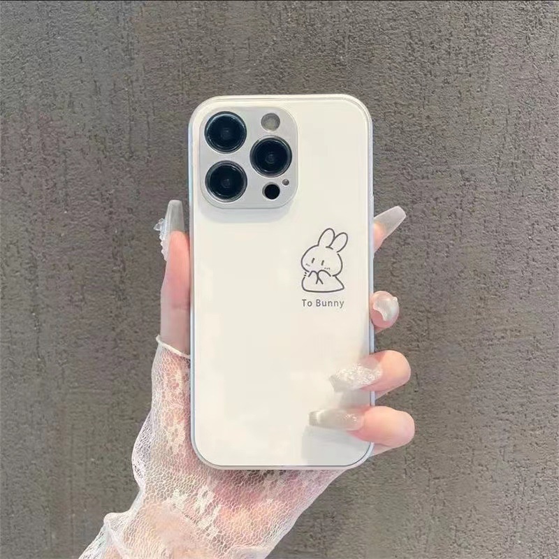 Ốp Điện Thoại Mặt Kính In Hình Thỏ Hoạt Hình Cho Iphone 12promax 12Pro 14Inch