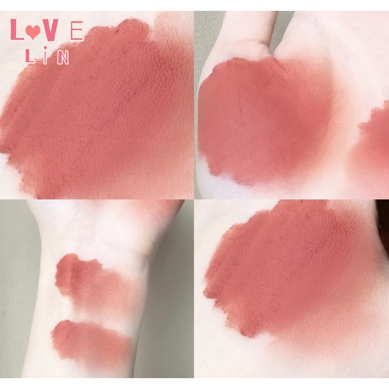 [Lovelin] Son Môi Dạng Lỏng Màu Hồng Phấn Phủ Sương Mù Cà Phê Trà Đỏ Mờ Không Dính Cốc Cho Bữa Tiệc