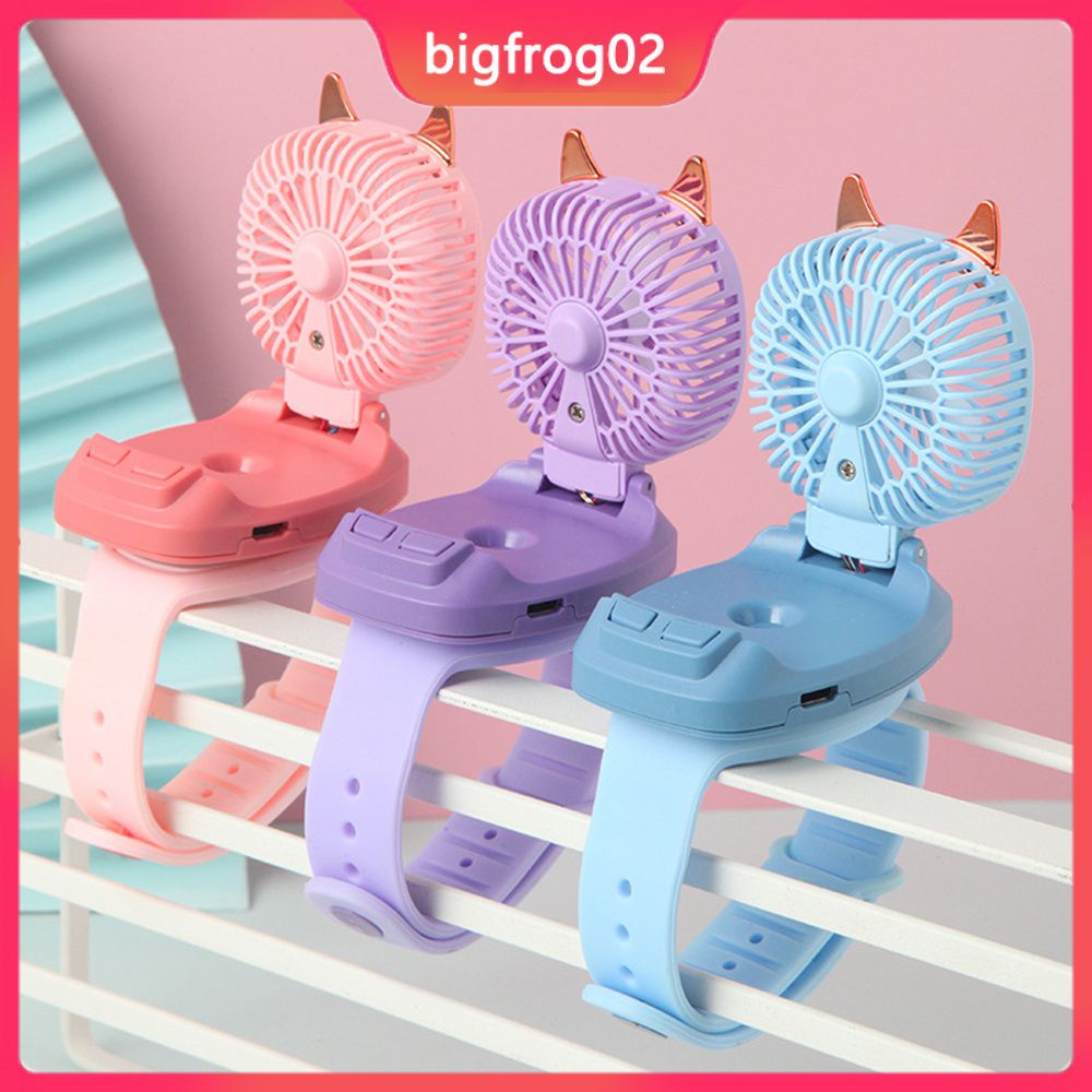 Quạt Nhỏ Đeo Cổ Tay Hình Đồng Hồ Hoạt Hình Sáng Tạo Hai Cổng Sạc usb