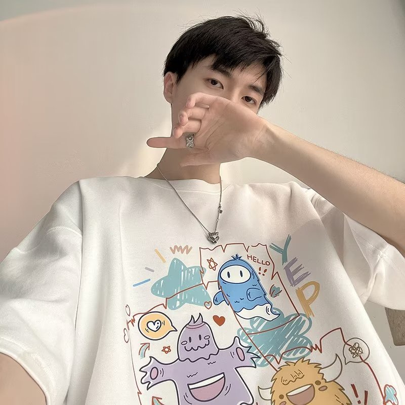 Áo Thun Tay Ngắn Dáng Rộng In Họa Tiết Graffiti Thời Trang Mùa Hè Cho Nam