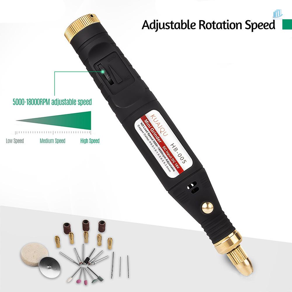 Bộ Dụng Cụ Mài Điện Tử Mini Cầm Tay 5000-18000RPM Điều Chỉnh Được Kèm 15 Phụ Kiện