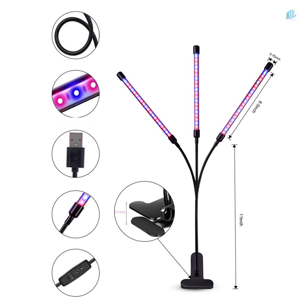 Đèn LED Trồng Cây 3 Đầu 60 Bóng 3 / 6 / 12H Thông Minh Có Thể Điều Chỉnh 10 Mức Độ Tự Động Bật / Tắt Cho Cây Trồng Trong Nhà