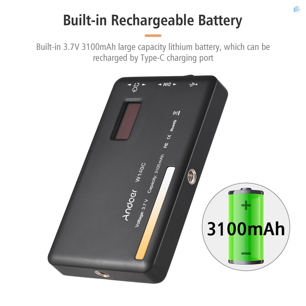 Đèn LED Trợ Sáng Bỏ Túi Andoer W140 2500K-6500K Cho Điện Thoại / Máy Tính Bảng