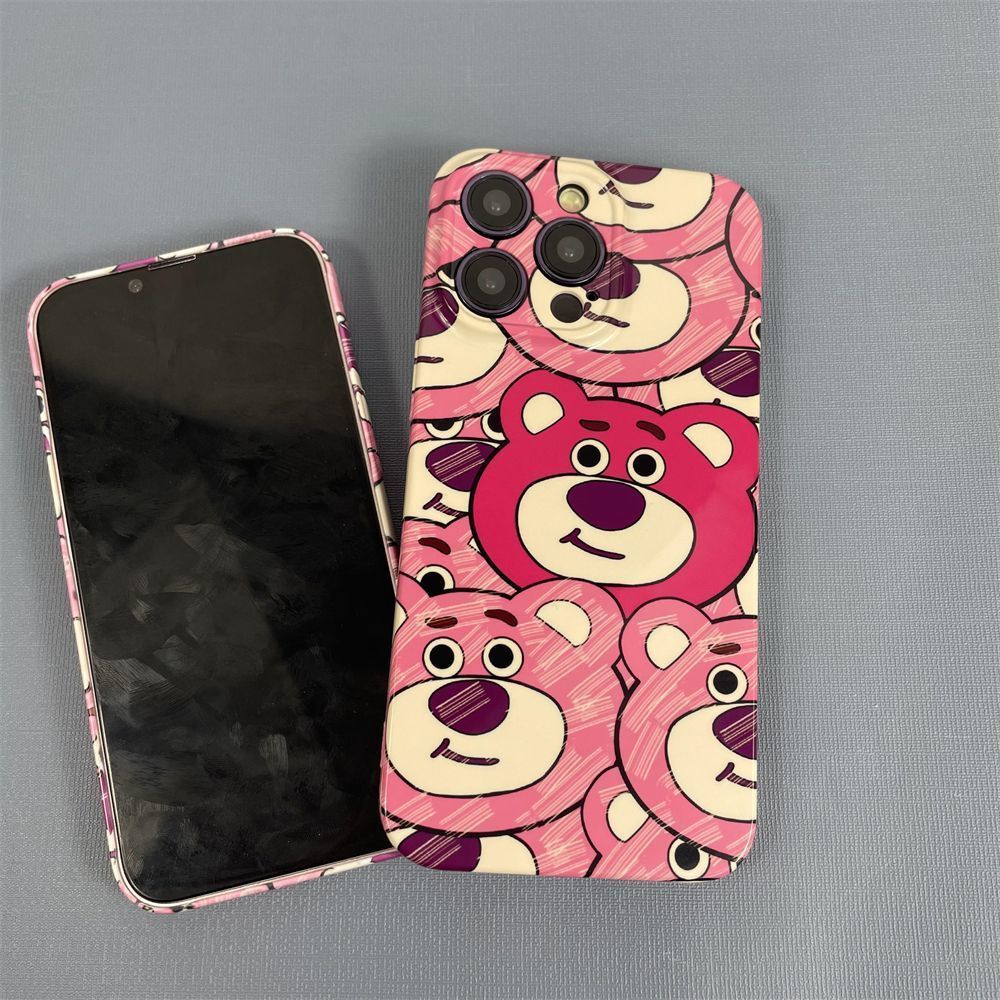 Ốp Điện Thoại Cứng Họa Tiết Gấu Và Dâu Tây Dễ Thương Cho Iphone xr14Pro11 13 12xsmax / 4ZTQ