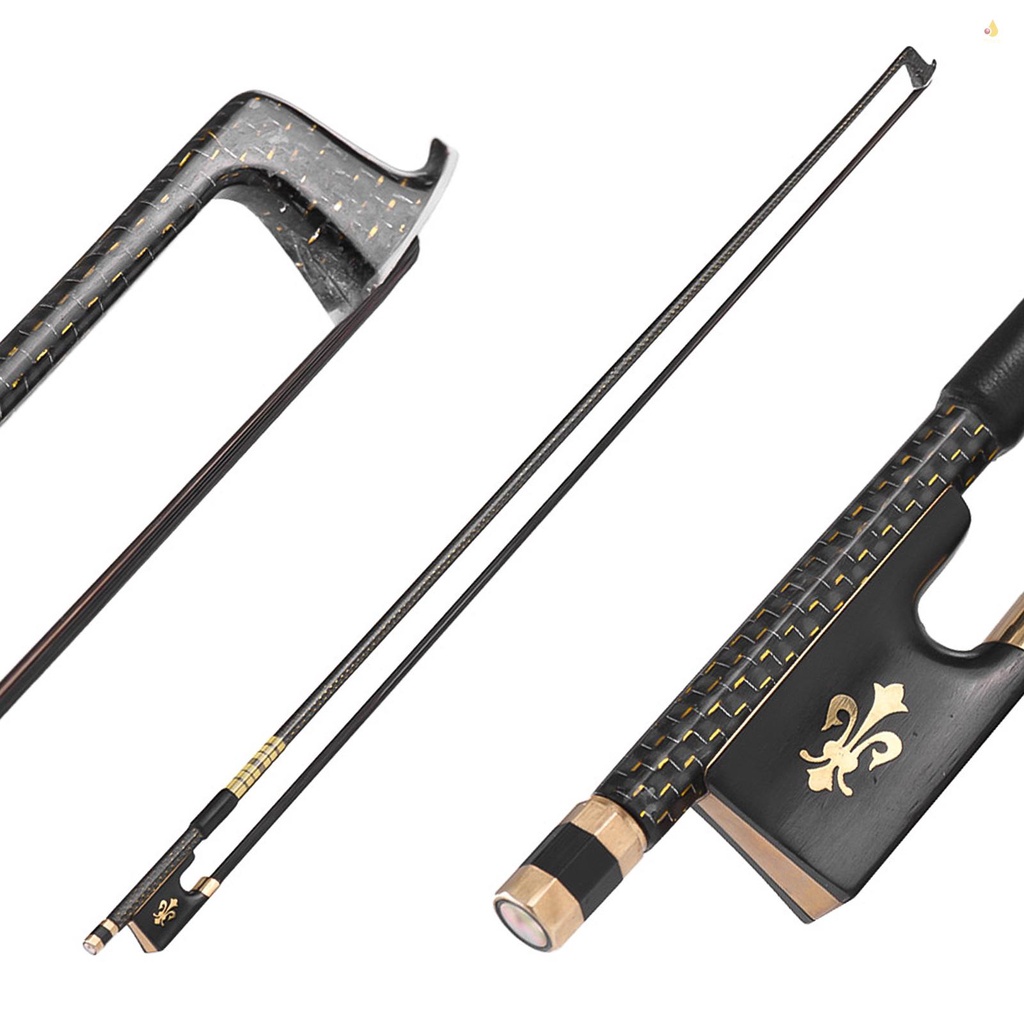 Mynice Cung Kéo Đàn Violin 4 / 4 Bằng Sợi Carbon Lông Ngựa Đen Bện Màu Vàng Kim Cương Tốt Hình Tròn