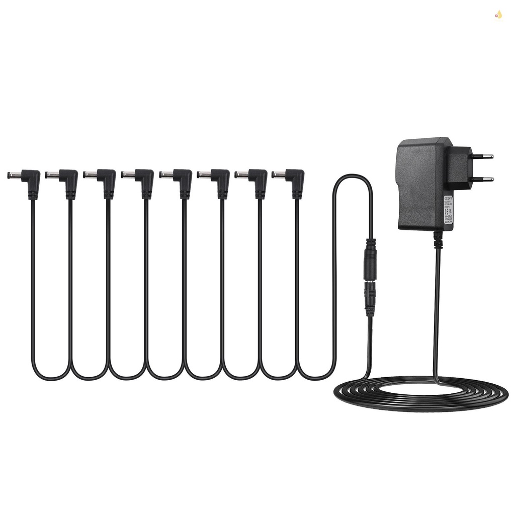 Bộ Cung Cấp Nguồn Phơ Đàn Guitar Điện 8 Chiều Có Dây Cáp Nguồn Góc Phải Họa Tiết Hoa Cúc