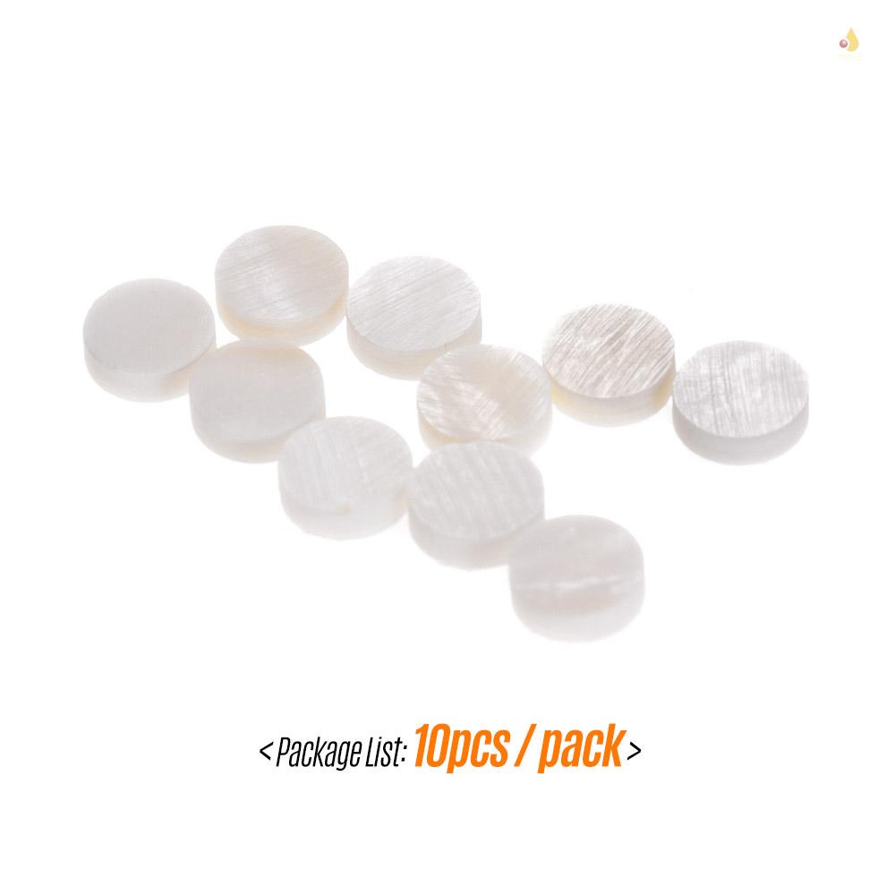 Set 10 Vỏ Bọc Bảng Phím Đàn Đường Kính 6mm Họa Tiết Chấm Bi Màu Trắng Đính Ngọc Trai