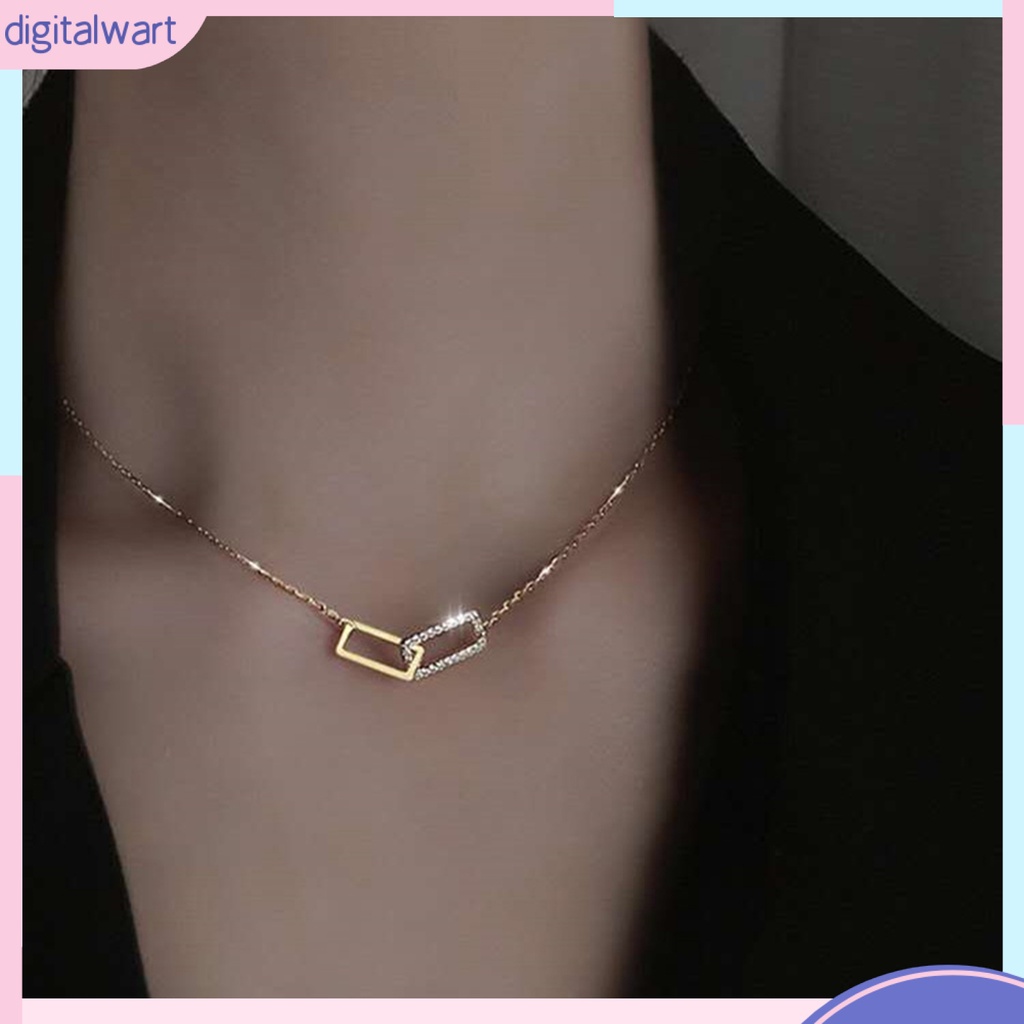 Vòng cổ Nối Dài Mặt Vuông Đính Đá Lấp Lánh Thời Trang Cho Nữ