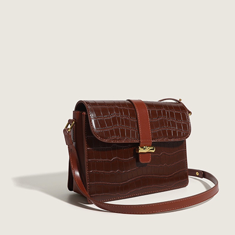 Túi Đeo Vai Hình Vuông Cỡ Nhỏ Họa Tiết Da Cá Sấu Phong Cách retro Thời Trang Cho Nữ