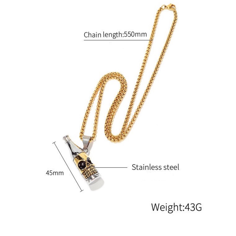 Vòng cổ Thép Titan Không Gỉ Mặt Đầu Lâu / Chai Rượu Phong Cách Hip Hop Thời Trang Cho Nam Và Nữ