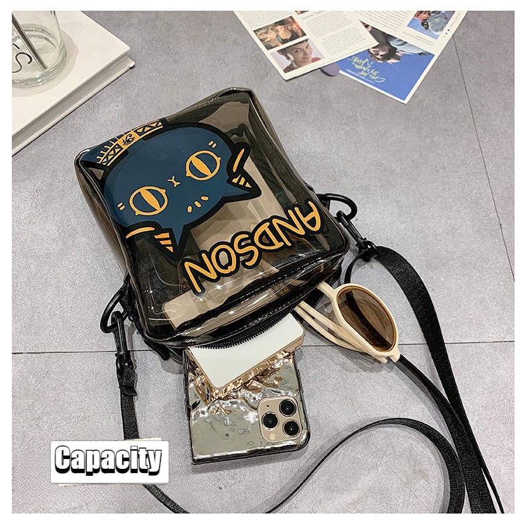 Túi Đeo Chéo Trong Suốt In Hình Mèo Hoạt Hình Dễ Thương Thời Trang Cho Nữ