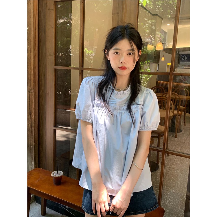 Áo Kiểu Tay Phồng Cổ Búp Bê Thời Trang Mùa Hè Cho Nữ