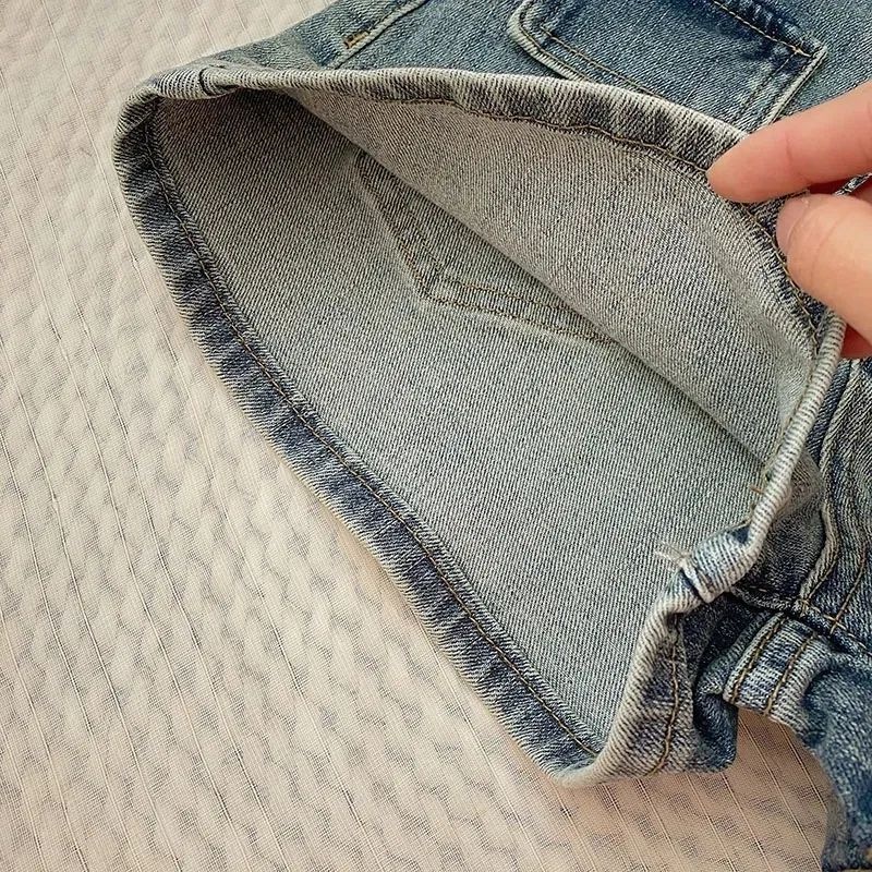 Quần Short Denim Lưng Cao Ống Rộng Phong Cách Hàn Quốc Cổ Điển Thời Trang Xuân Hè Hàng Mới 2023 Dành Cho Bạn Nữ