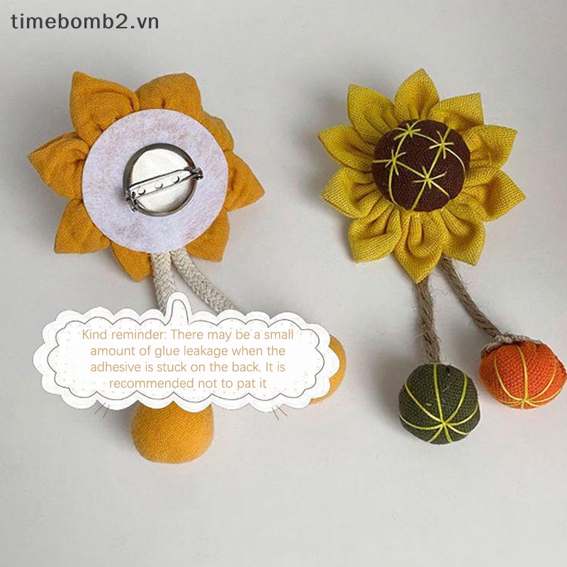 {Timebomb} Ghim Cài Áo Hình Hoa Hướng Dương Mặt Cười Vải Mặt Cười Dễ Thương Thời Thượng Trang Trí Cổ Túi Xách