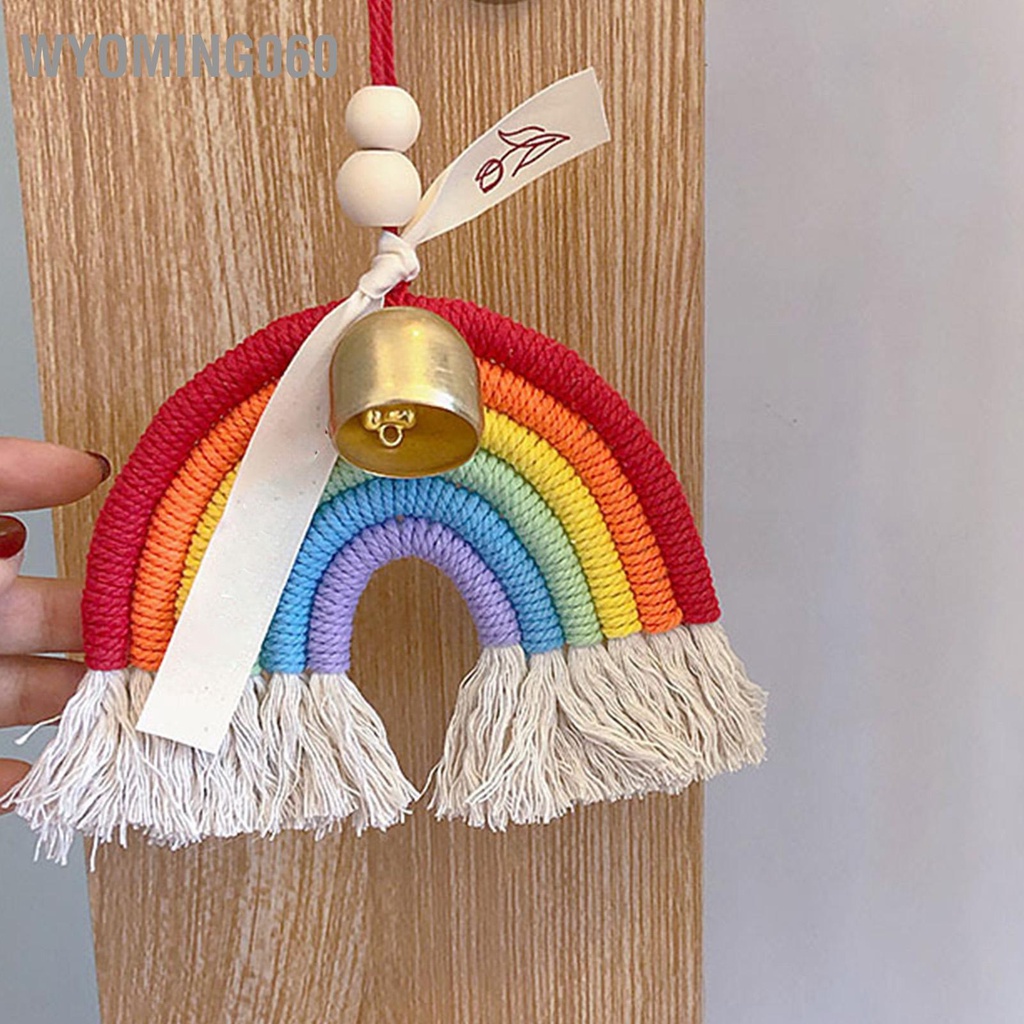 Wyoming060 Trang trí mặt dây chuyền ô tô dệt đầy màu sắc Dây đai đồng Chuông treo Mặt cho gia đình