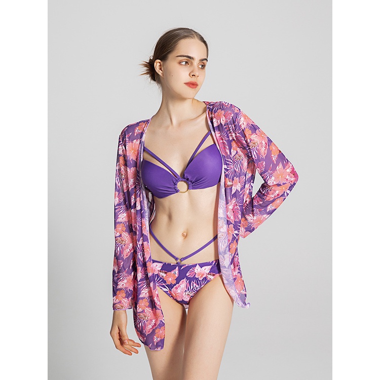 Bộ Bikini Ba Mảnh Họa Tiết Hoa Phong Cách Âu Mỹ Quyến Rũ Cho Nữ