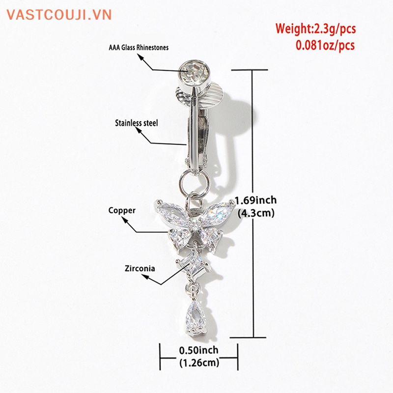 Khuyên Rốn Hình Bướm Đính Đá Zircon Xinh Xắn Cho Nữ