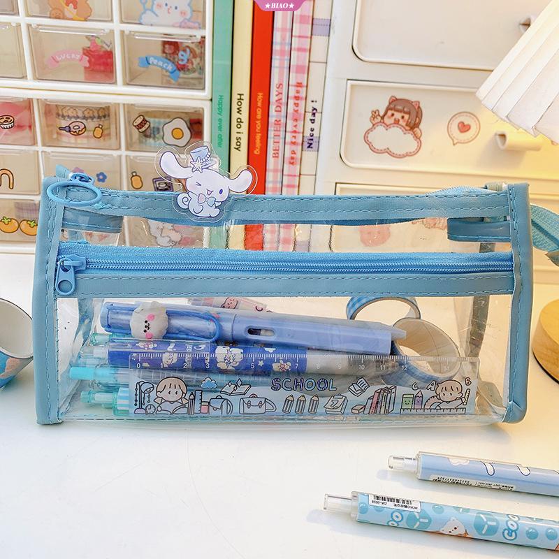 Bóp Viết Trong Suốt Cỡ Lớn Chống Thấm Nước In Hình Cinnamoroll mymelody Kuromi Dễ Thương