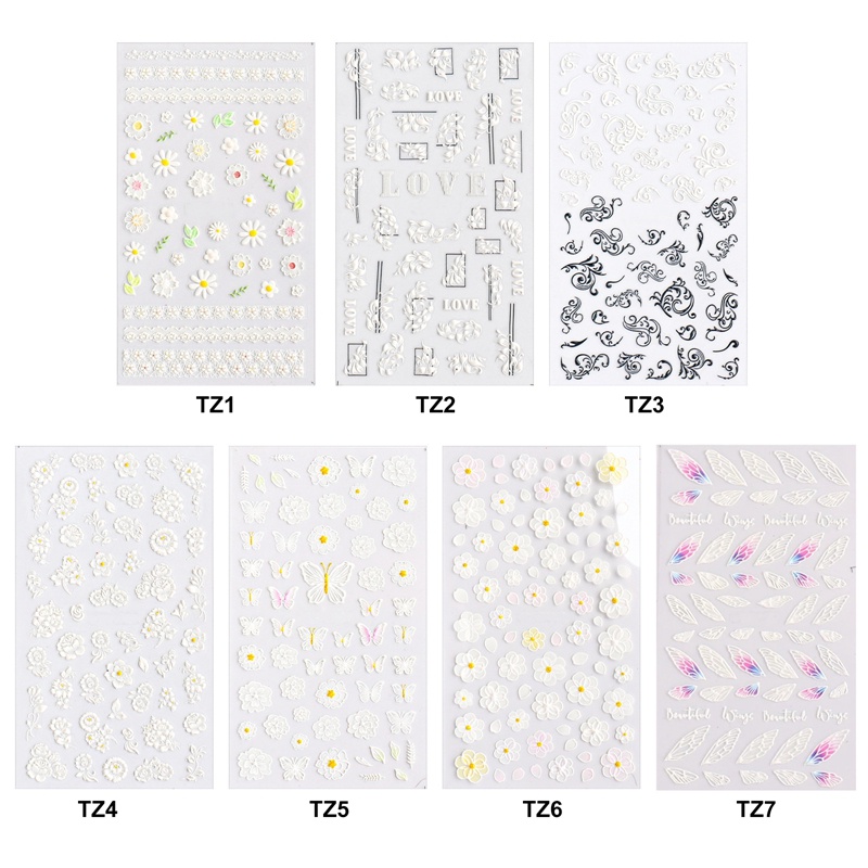 Miếng Dán Trang Trí Móng Tay 5d Họa Tiết Hoa Bướm Thời Trang