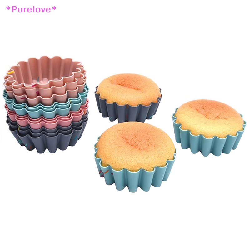 Set 6 Khuôn Làm Bánh Muffin Bằng Silicon Cấp Thực Phẩm Tái Sử Dụng Tiện Lợi Mới