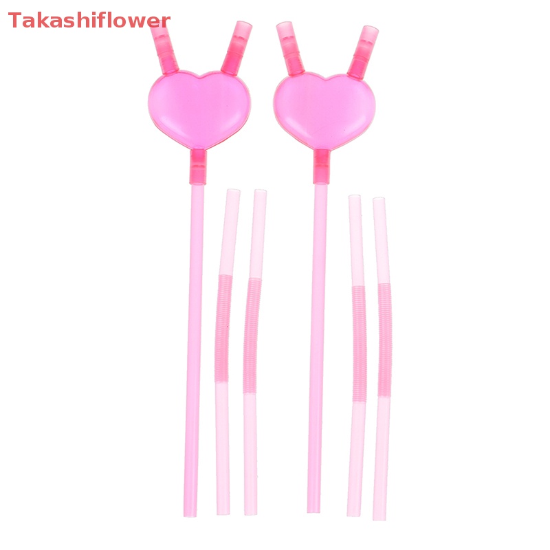 Ống Hút Đôi Hình Trái Tim Độc Đáo Linh Hoạt