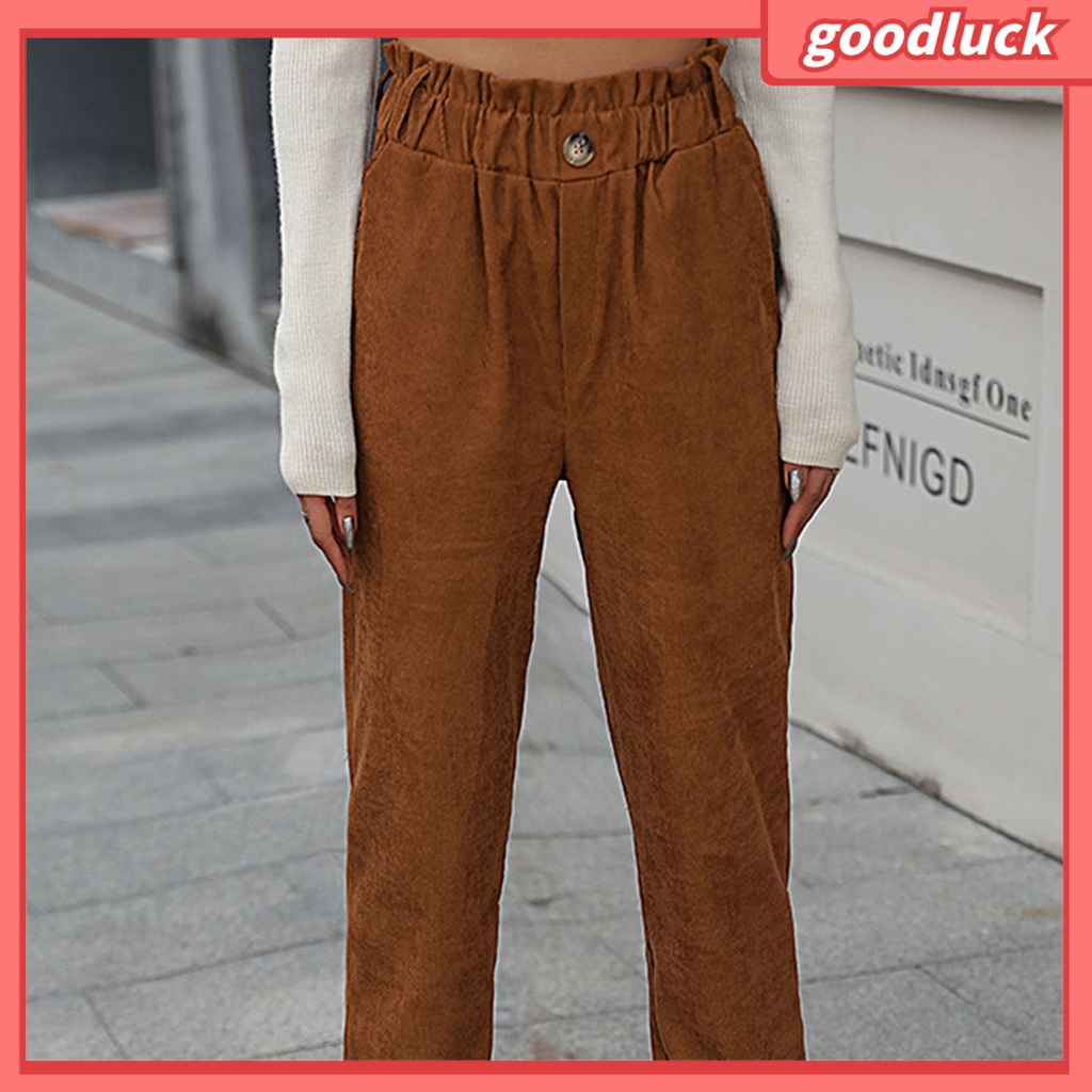 [ULK] Quần Dài Dáng Rộng Lưng Thun Phối Túi Màu Trơn Đơn Giản Dễ Phối Đồ Mùa Xuân Dành Cho Bạn Nữ